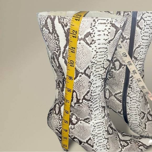 COLIN STEWART Leather Snake Embossed Calf High Boots Cream Tan Brown Size 9 - Picture 7 of 12